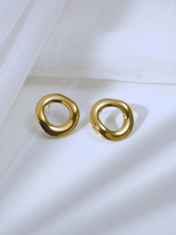 Demifine 18K Gold Plated Stainless steel Golden Orbit Statement Studs Earrings