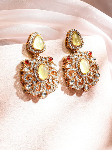 Prismatic Floral American Diamond Zirconia Danglers Earrings