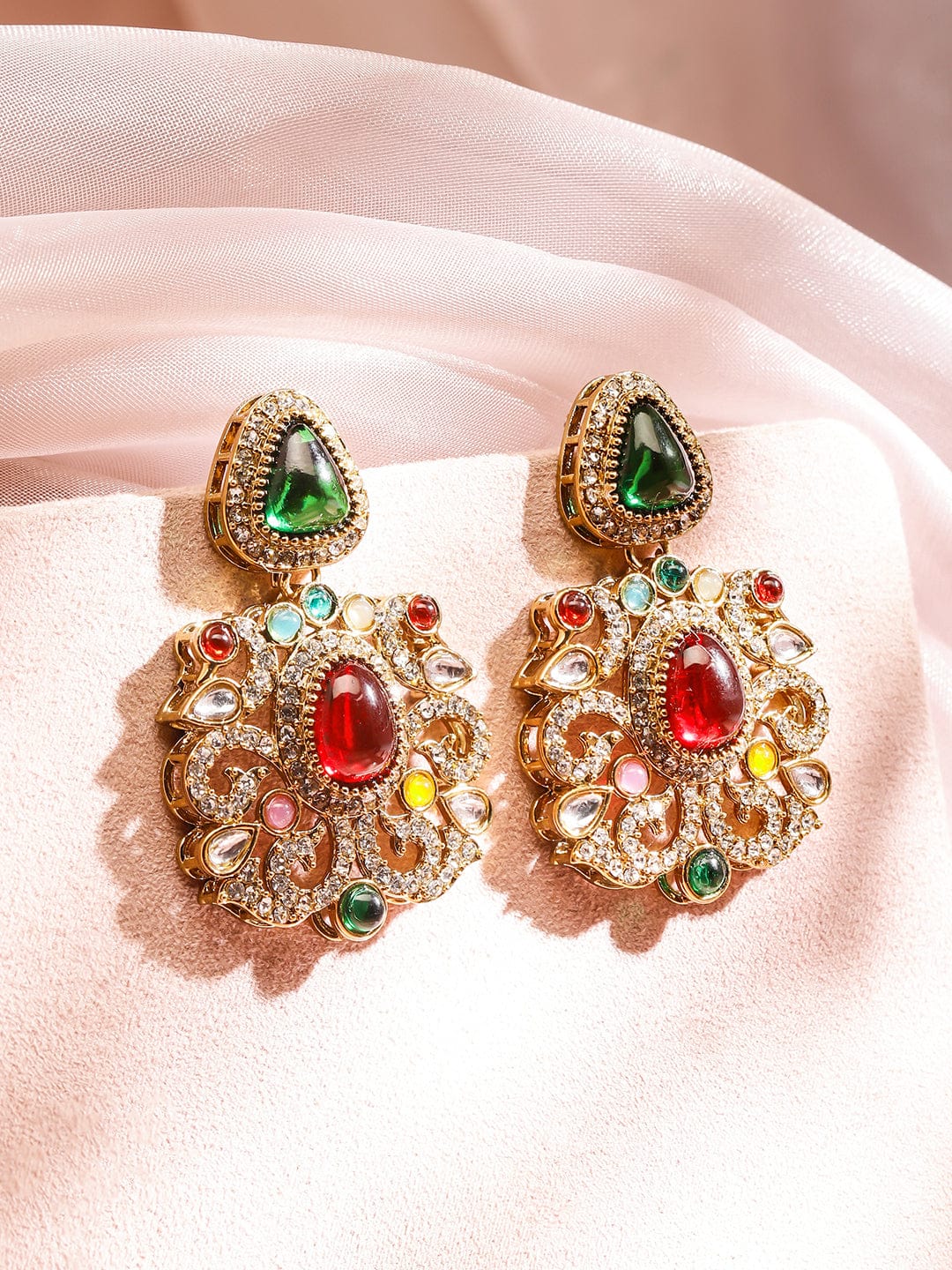 Prismatic Floral American Diamond Zirconia Danglers Earrings