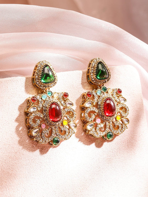 Prismatic Floral American Diamond Zirconia Danglers Earrings