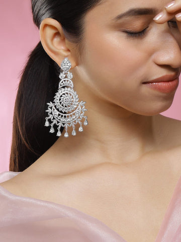 Queen’s Whisper American Diamond Zirconia Chandbali Earrings
