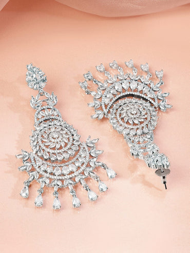 Queen’s Whisper American Diamond Zirconia Chandbali Earrings