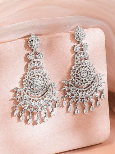 Queen’s Whisper American Diamond Zirconia Chandbali Earrings