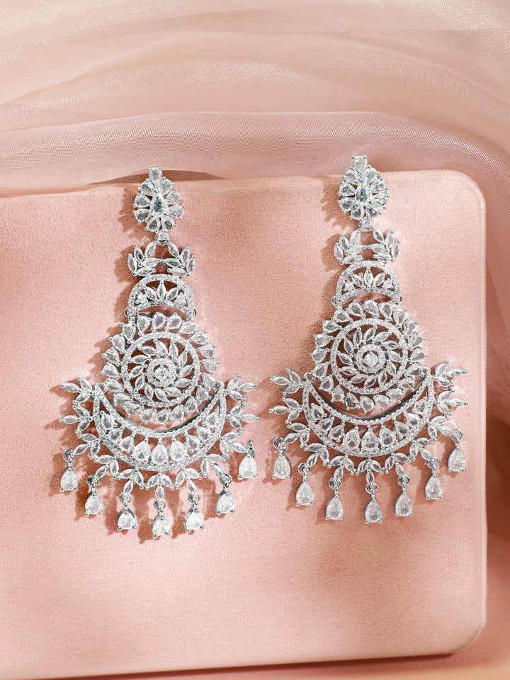 Queen’s Whisper American Diamond Zirconia Chandbali Earrings
