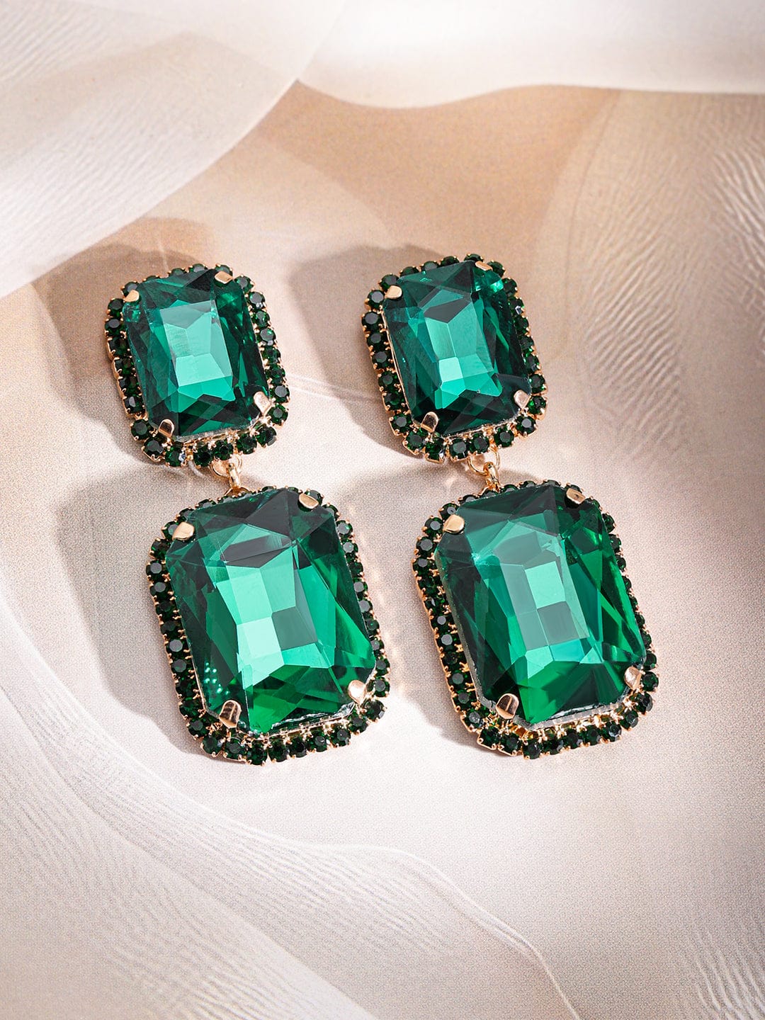 Radiant Green Stone Drop Earrings Earrings