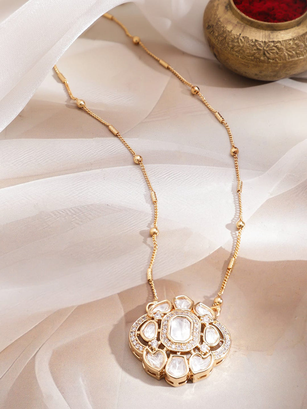 Radiant Kundan Studded Elegant Necklace Chain Necklace & Chains