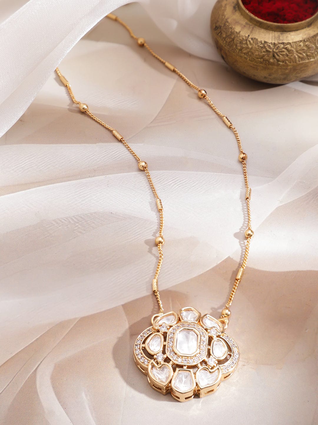 Radiant Kundan Studded Elegant Necklace Chain Necklace & Chains