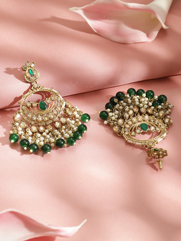 Pearl Embellished Green Beaded Kundan Choker Set
