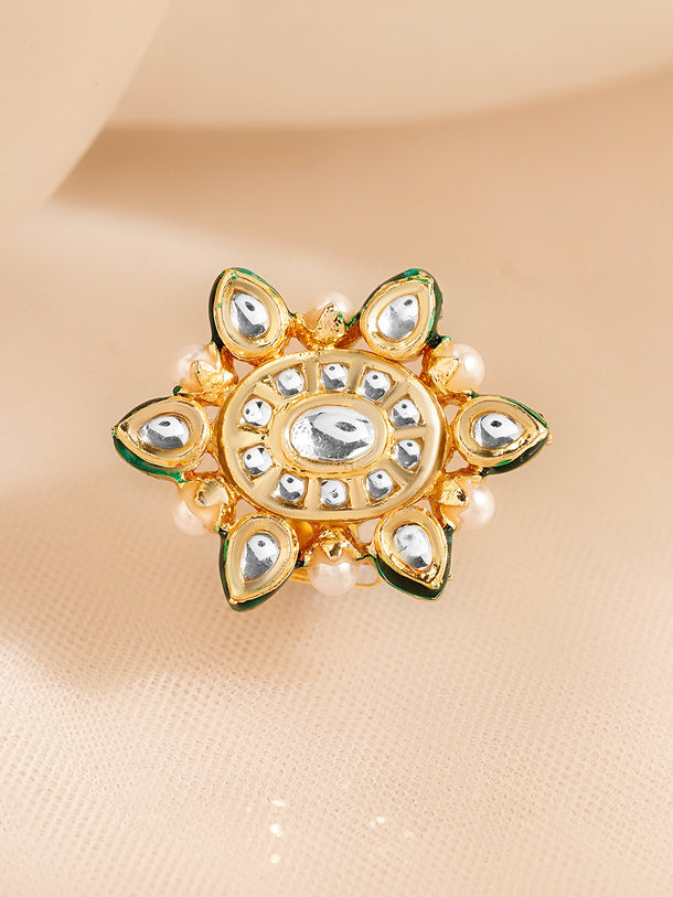 Ethnic Pearl Kundan Cocktail Ring