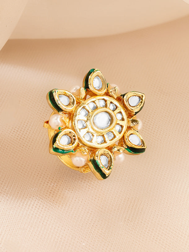 Ethnic Pearl Kundan Cocktail Ring