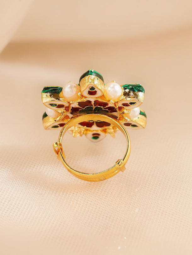 Ethnic Pearl Kundan Cocktail Ring