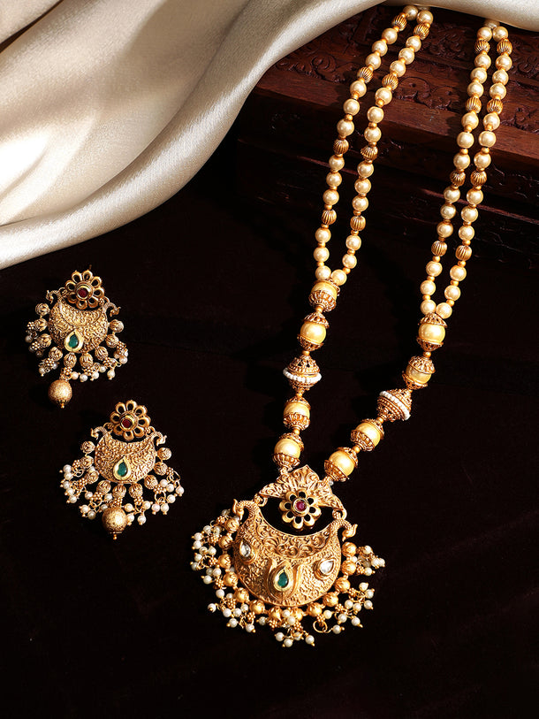 Rubans Gold Plated Hand Crafted   Statement Necklace Set