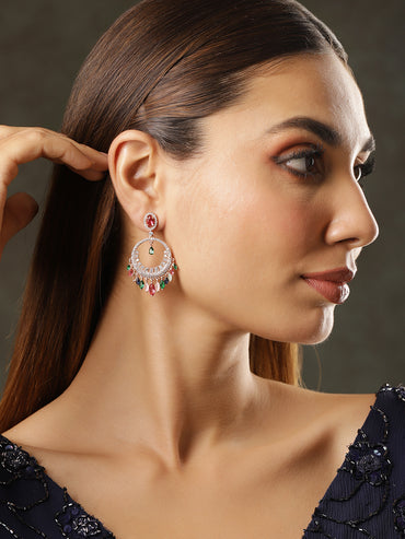 Vibrant American Diamond Zirconia Chandbali Earrings