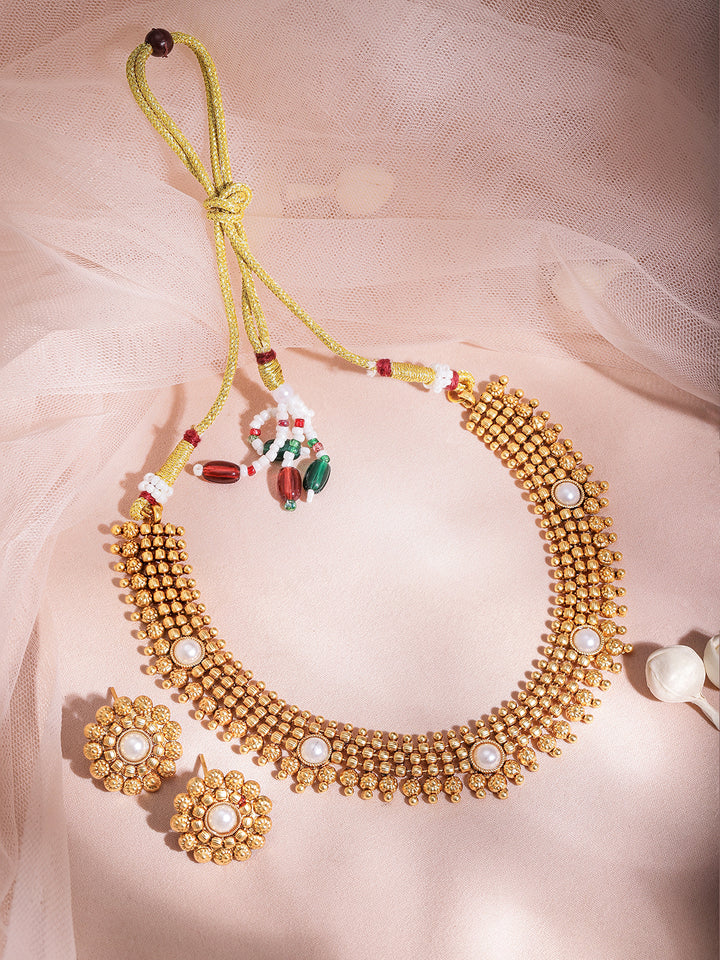 Majestic White Gold Plated Short Necklace Set