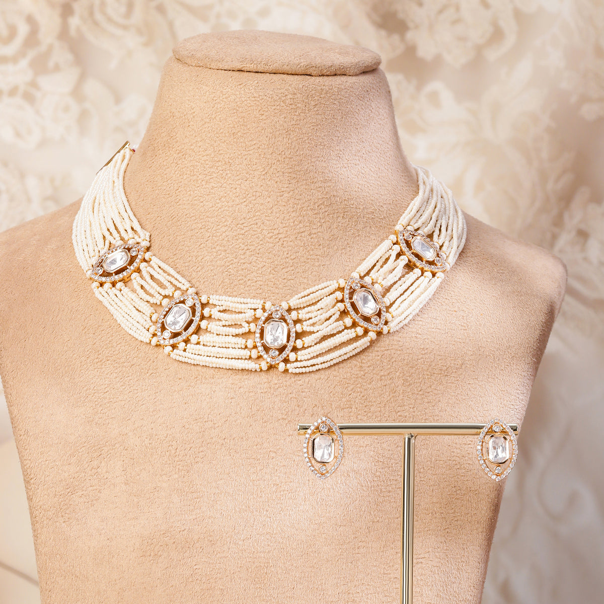 Poem in Pearl Kundan Necklace Set