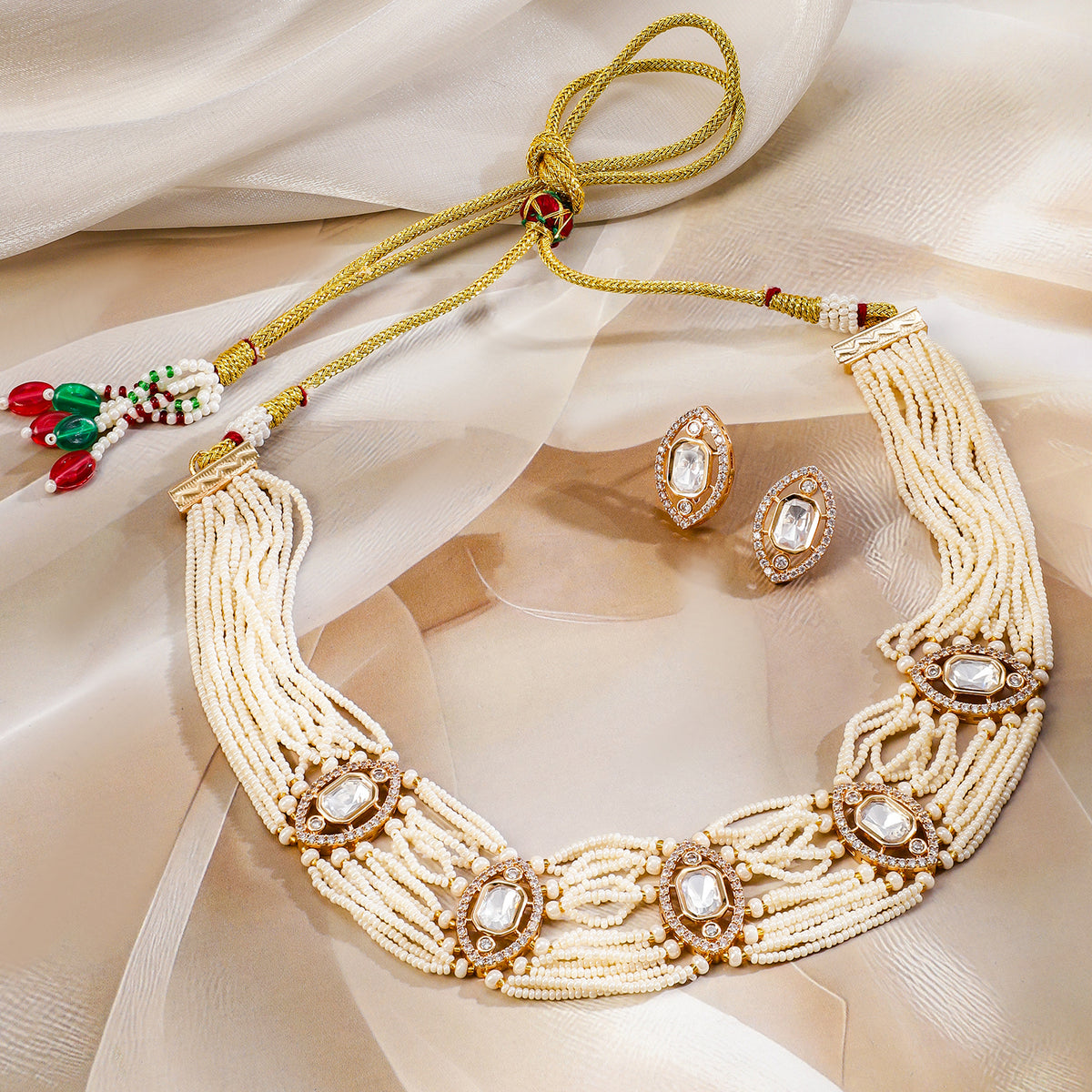 Poem in Pearl Kundan Necklace Set