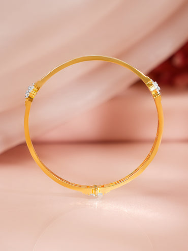 Gold Plated Pearl Crystal Bloom Bangles Set of 2