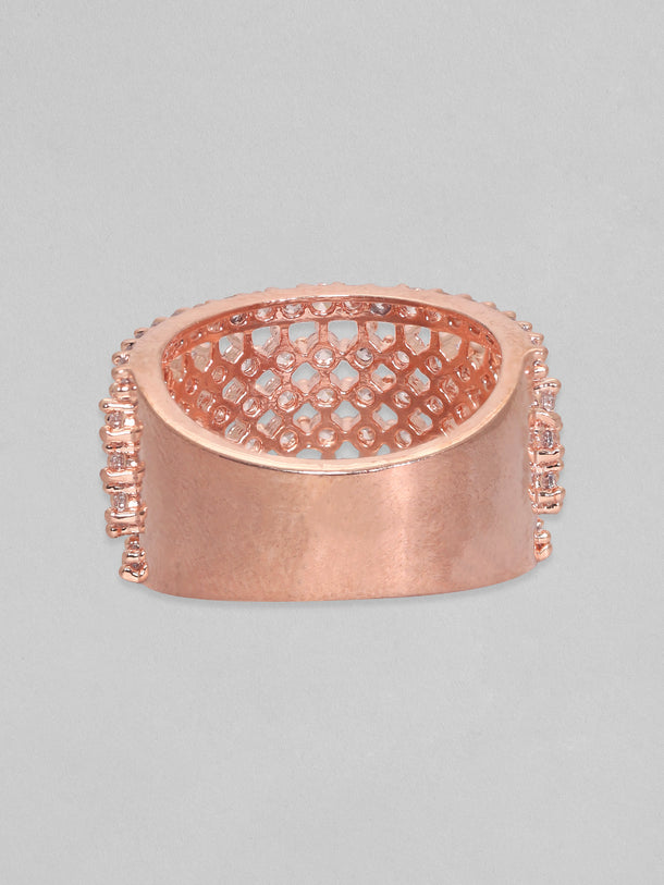 Rubans 18k Rose Gold-Plated  CZ-Studded Finger Ring