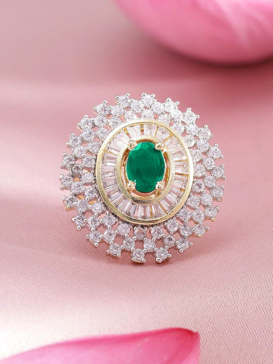 Ruby Studded American Diamond Zirconia Ring