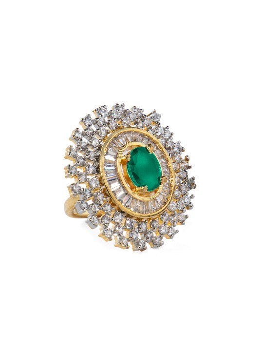 Ruby Studded American Diamond Zirconia Ring