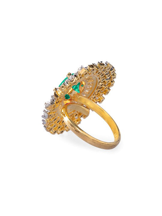 Ruby Studded American Diamond Zirconia Ring