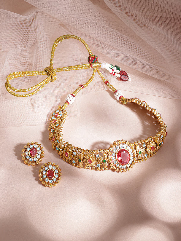 American Diamond Zirconia Green Choker Set