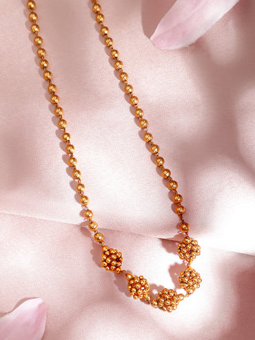Rubans 24 K Gold-Plated Handcrafted Gold Beaded Matar Mala Style Necklace