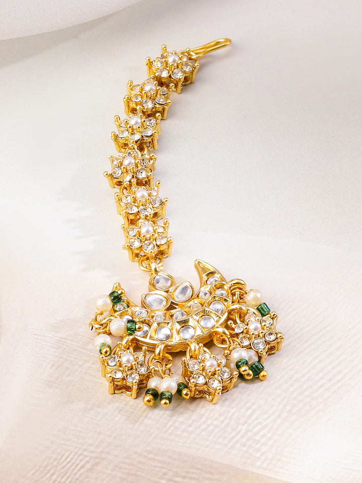 Multi-Layered American Diamond Zirconia Pearl Necklace Set