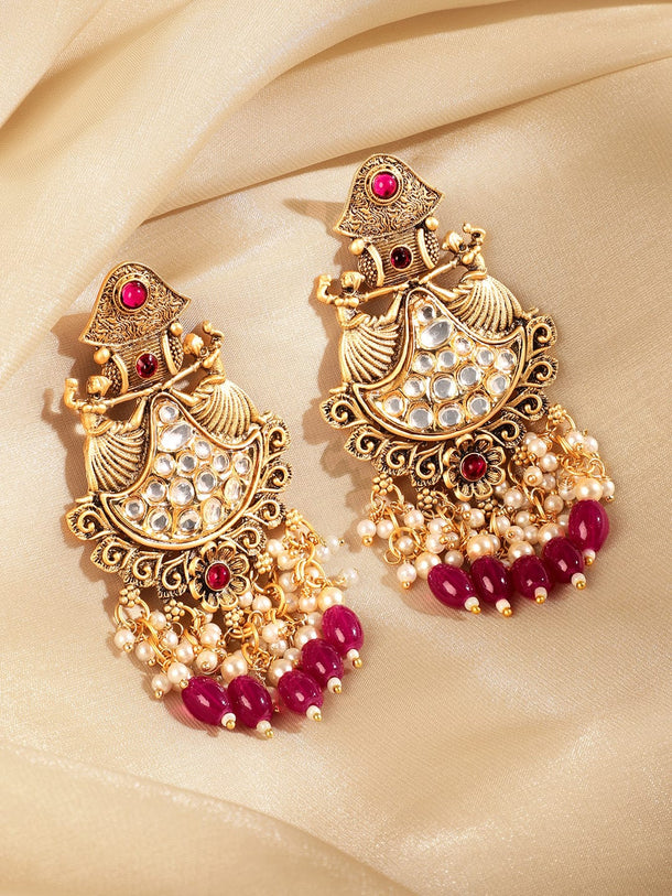 Red Aura Chandbali Earrings Earrings