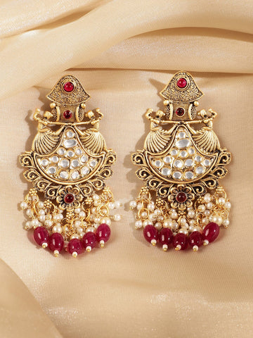 Red Aura Chandbali Earrings Earrings