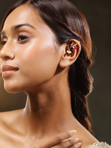 Regal Bloom Lotus Pearl Ear Cuffs Earrings