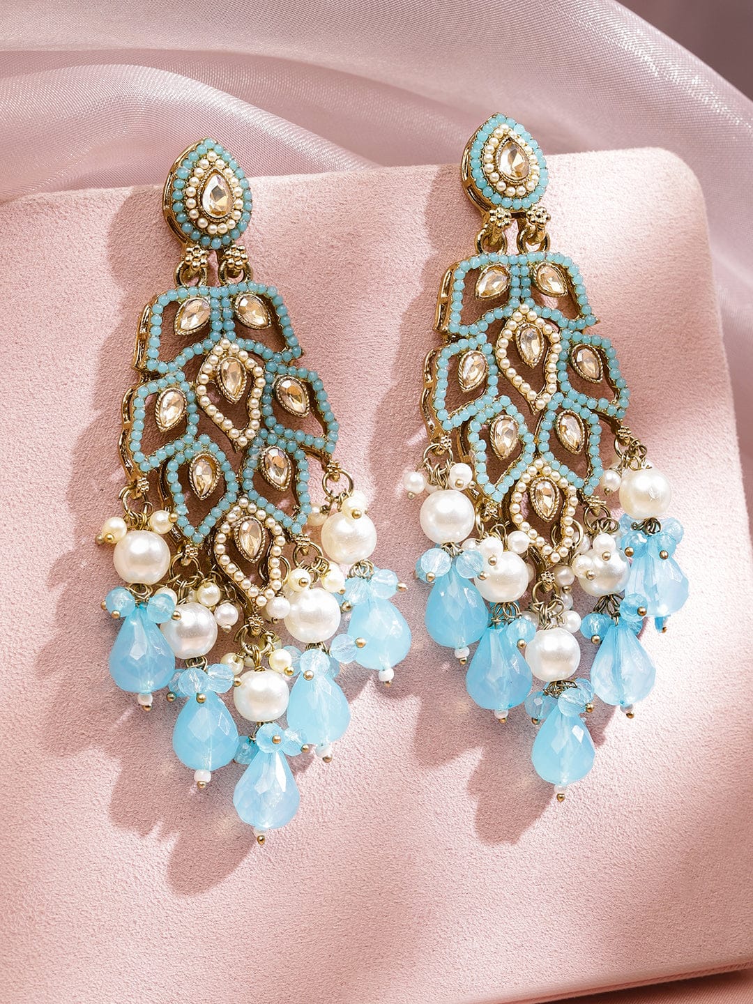 Regal Glow Blue Danglers Earrings