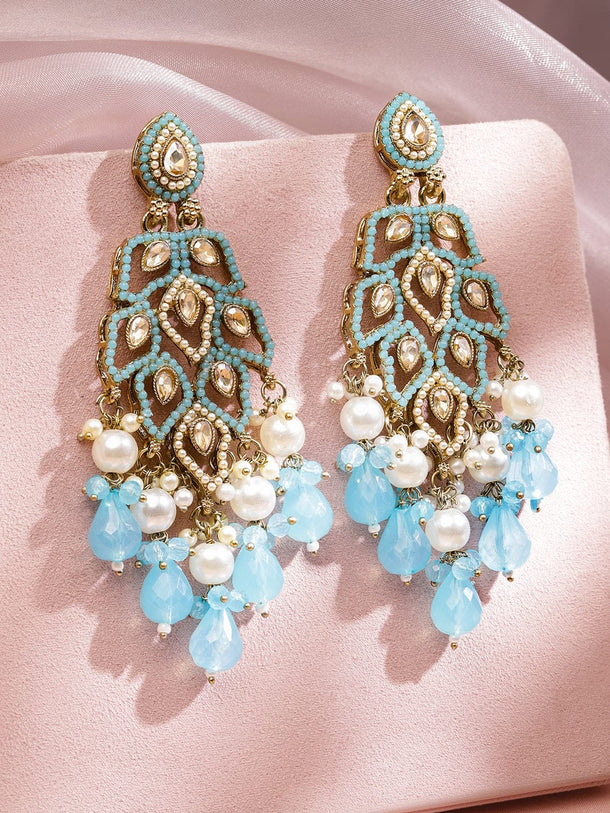 Regal Glow Blue Danglers Earrings