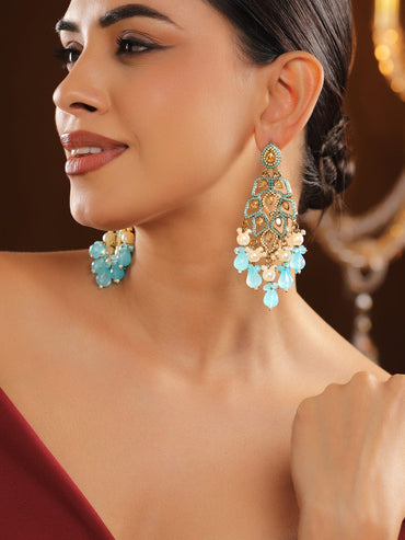 Regal Glow Blue Danglers Earrings