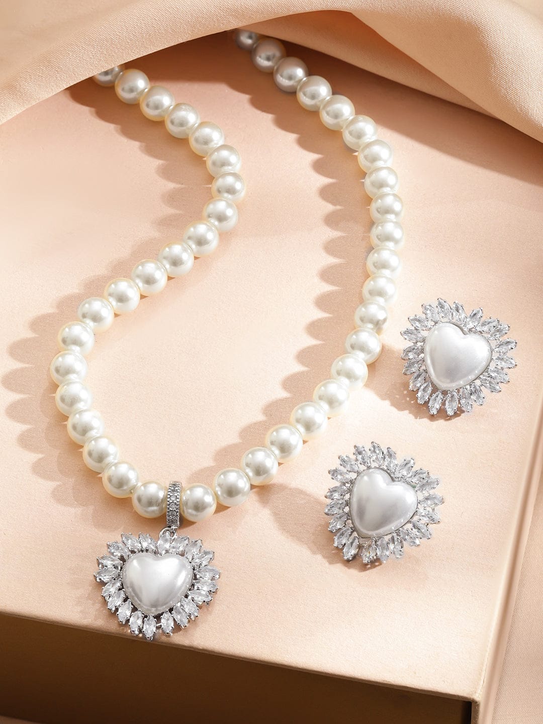 Regal Pearl Crystal Necklace Set Jewellery Set