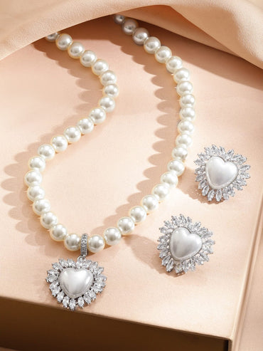 Regal Pearl Crystal Necklace Set Jewellery Set