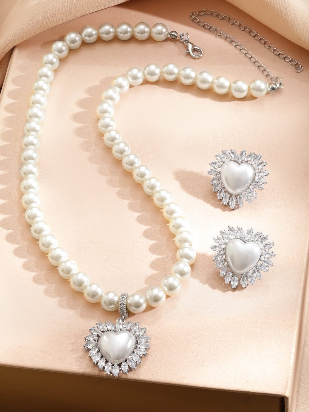 Regal Pearl Crystal Necklace Set Jewellery Set