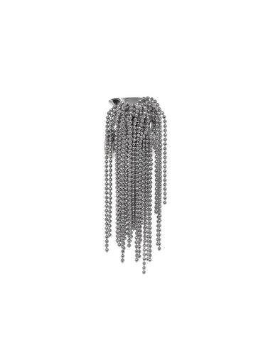 Rhodium Plated Chain Tassel Statement Drop Earrings Earrings