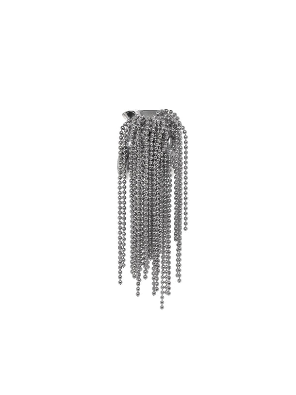 Rhodium Plated Chain Tassel Statement Drop Earrings Earrings