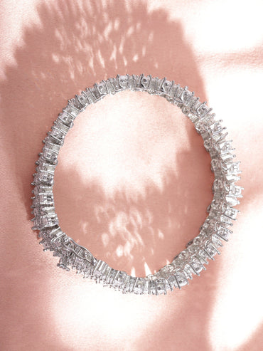 Rhodium plated Crystal marquise Zirconia Demi-fine Statement Bracelet Bangles & Bracelets