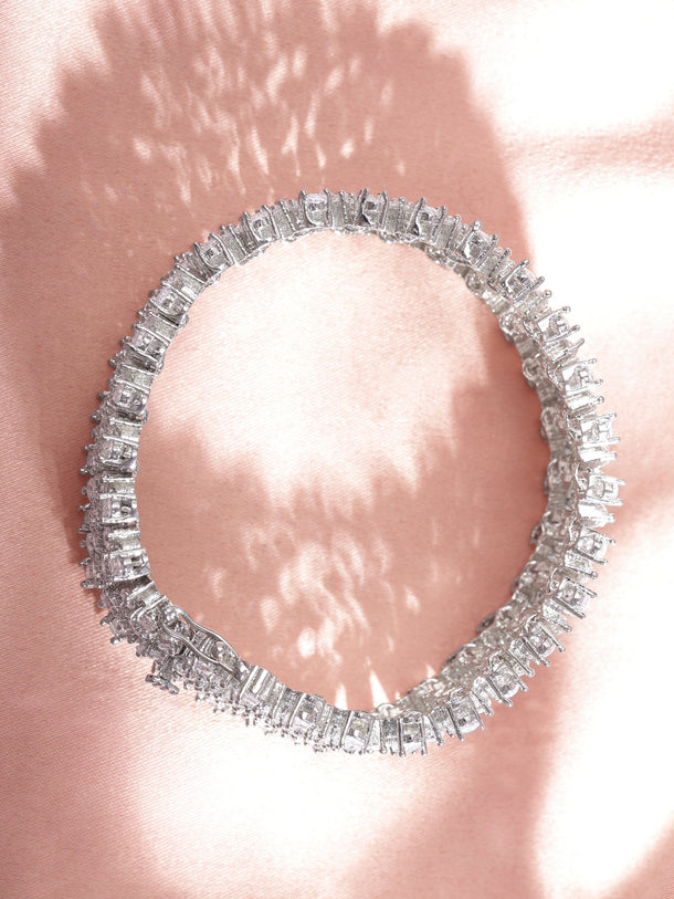 Rhodium plated Crystal marquise Zirconia Demi-fine Statement Bracelet Bangles & Bracelets