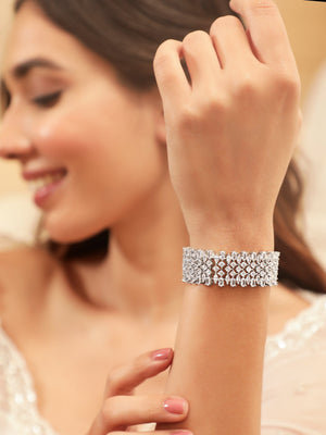 Rhodium plated Crystal marquise Zirconia Demi-fine Statement Bracelet Bangles & Bracelets
