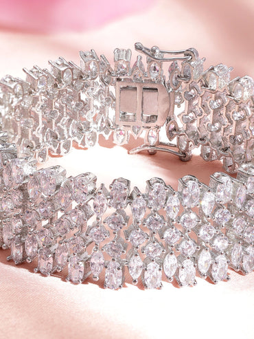 Rhodium plated Crystal marquise Zirconia Demi-fine Statement Bracelet Bangles & Bracelets