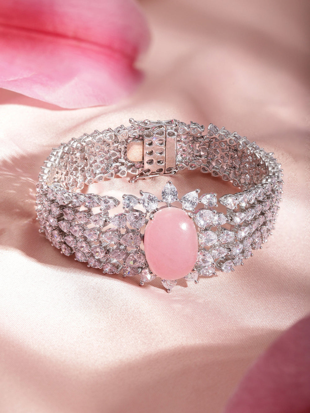 Rhodium plated Crystal zirconia marquise demi-fine luxury bracelet Bangles & Bracelets