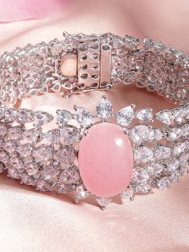 Rhodium plated Crystal zirconia marquise demi-fine luxury bracelet Bangles & Bracelets
