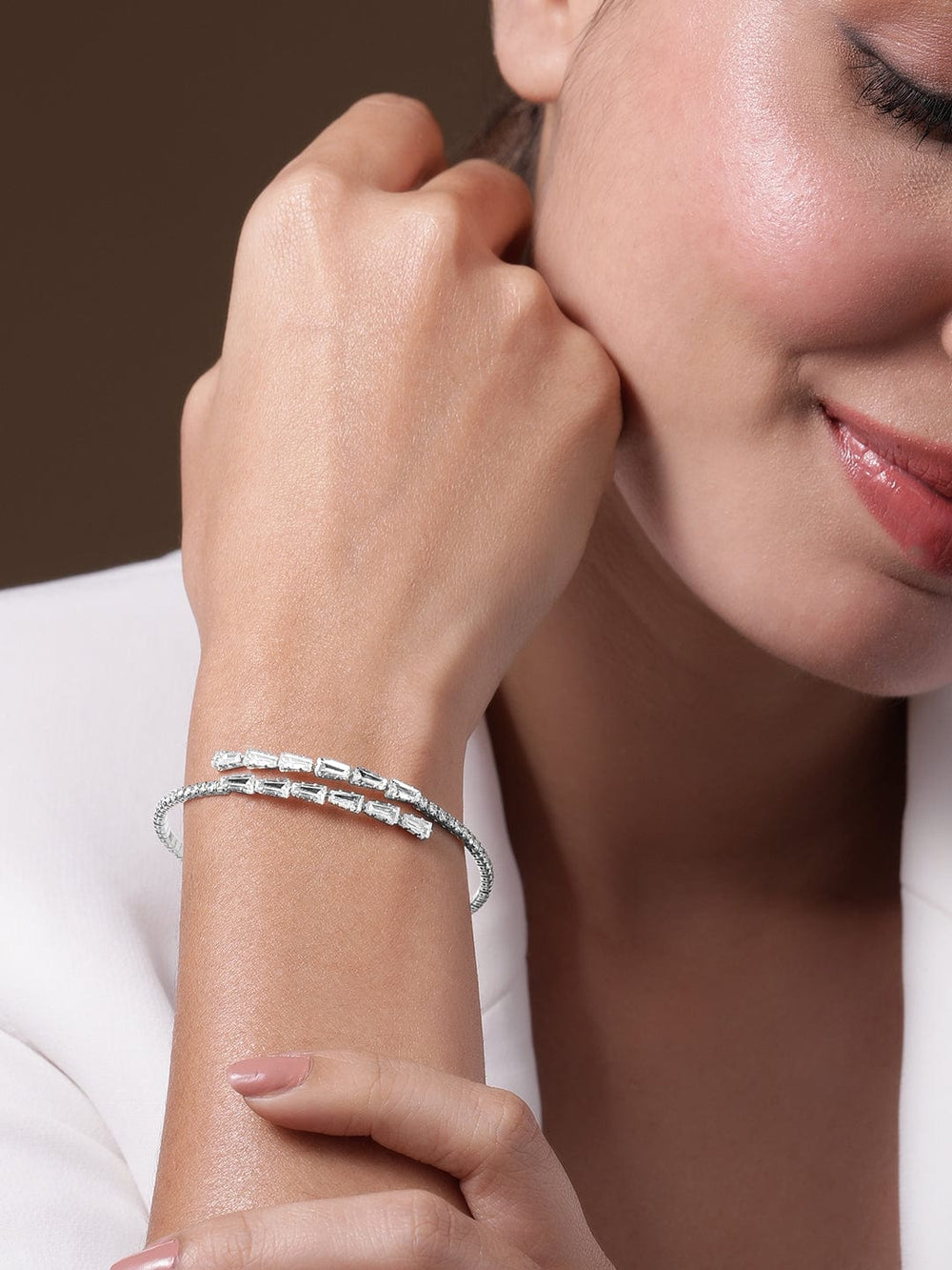 Rhodium Plated CZ Studded Bracelet Bracelet