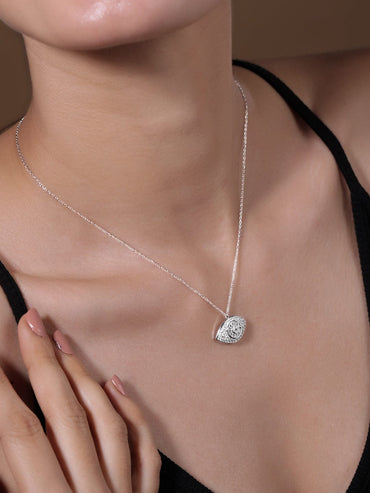 Rhodium-Plated Evil Eye Pendant Necklace with PavÃ© Cubic Zirconia Studded Necklace & Chains