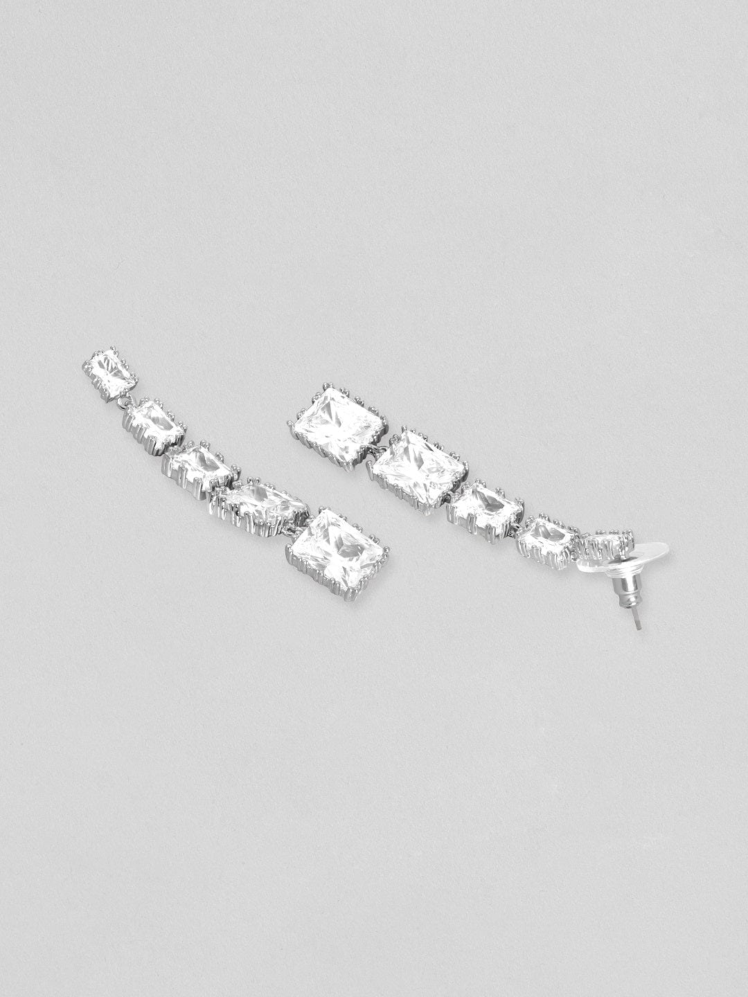 Rhodium plated Korean Crystals Silver Statement dangle Earrings Earrings