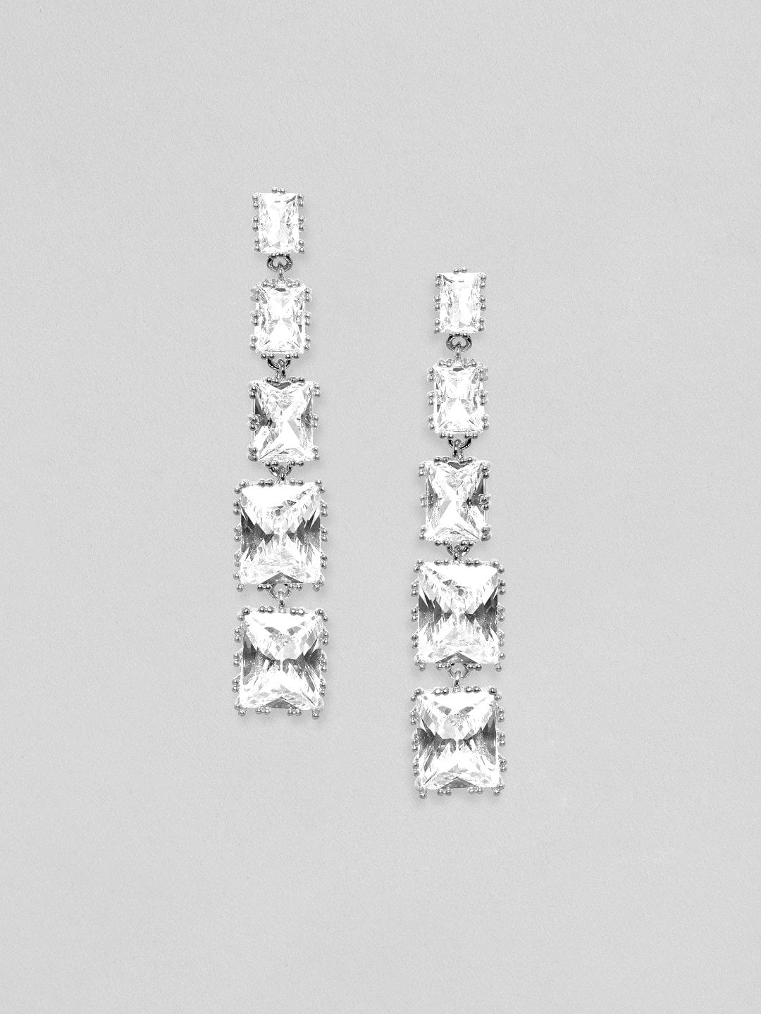 Rhodium plated Korean Crystals Silver Statement dangle Earrings Earrings