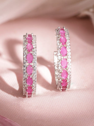 Copy of Rhodium - plated Marquise Crystal Zirconia Demi-Fine Chunky Hoop Earrings Earrings